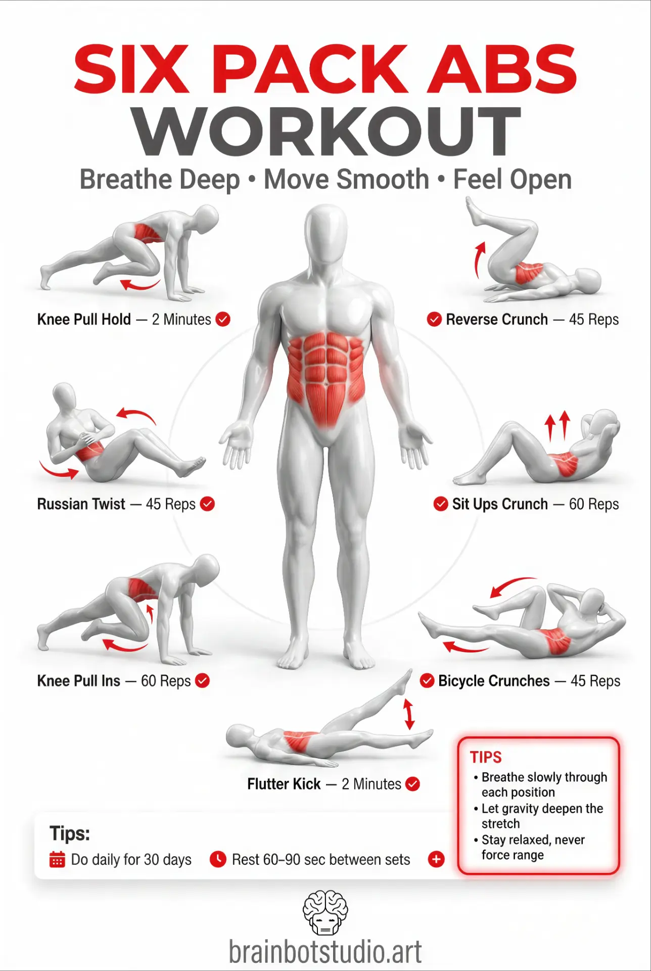 Six Pack Abs Workout — Printable poster · A3 / A4