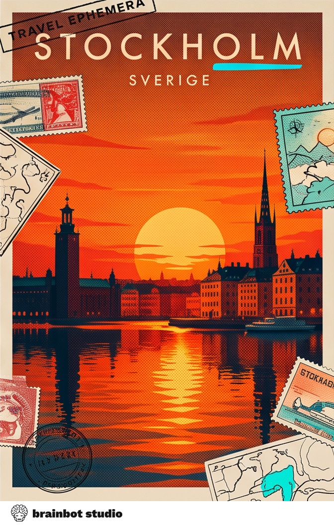Sunset Over Stockholm — Printable art · A3 / A4 / 50x70